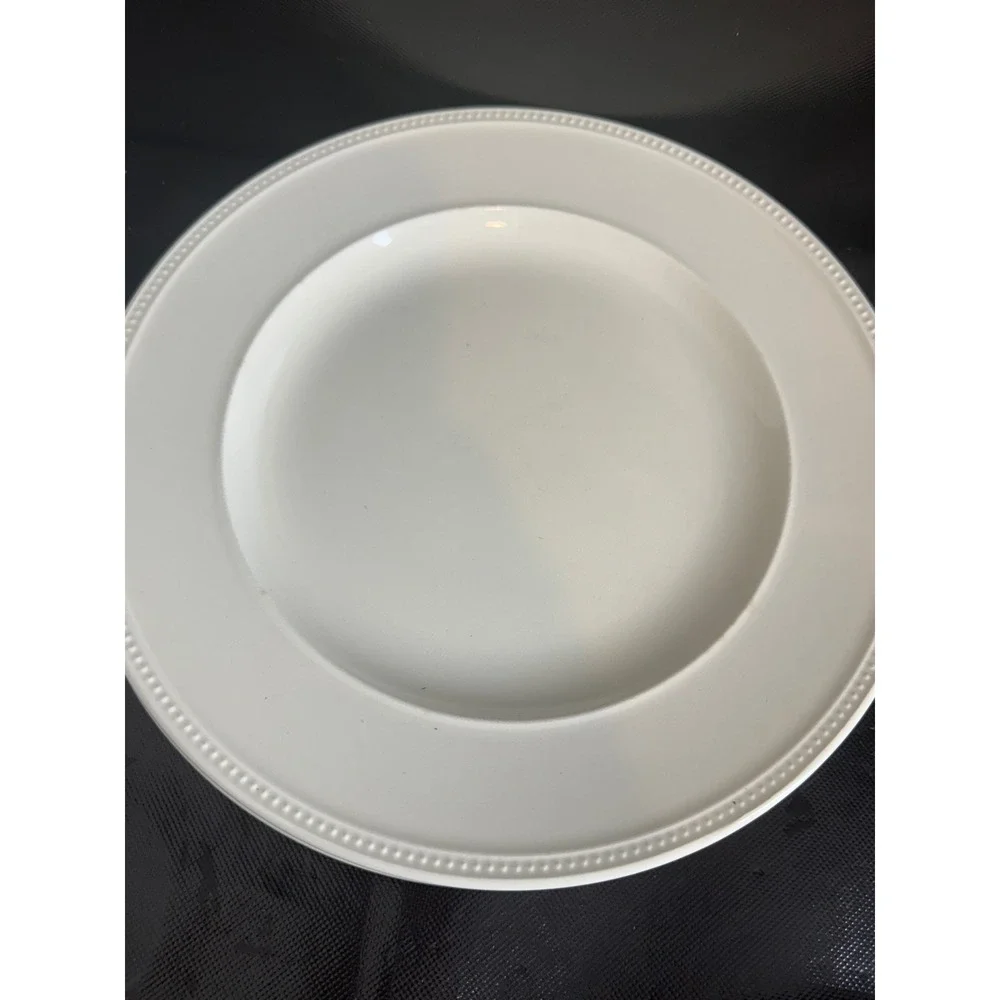 Wedgwood‎ Windsor Cream White Dinner Plates Set of 4 Beaded Rim Made in England